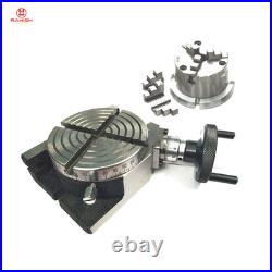 100mm /4Rotary Table Horizontal & Vertical + self centering Chuck 3 Jaws 80mm