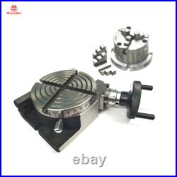 100mm /4Rotary Table Horizontal & Vertical + self centering Chuck 3 Jaws 80mm