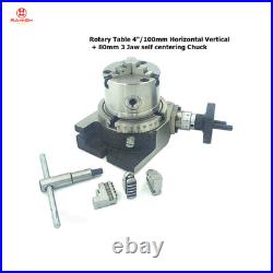 100mm /4Rotary Table Horizontal & Vertical + self centering Chuck 3 Jaws 80mm