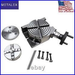 100mm HV4 Rotary Table + 65mm 4 Jaw Self Centering Chuck Back Plate Milling Set