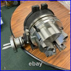 10 HORIZONTAL & VERTICAL ROTARY TABLE w. Adapter & 8 4-jaw chuck, #IN-TSL10C8
