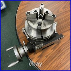10 HORIZONTAL & VERTICAL ROTARY TABLE w. Adapter & 8 4-jaw chuck, #IN-TSL10C8