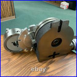 10 HORIZONTAL & VERTICAL ROTARY TABLE w. Adapter & 8 4-jaw chuck, #IN-TSL10C8