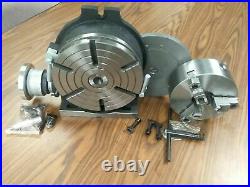 12 PRECISION HORIZONTAL VERTICAL ROTARY TABLE & 10 3 jaw chuck top&bottom jaws