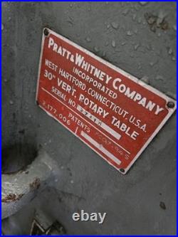 30'' Pratt & Whitney Vertical Rotary Table FREE FREIGHT