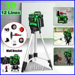 360° 12 Line 3D Rotary Laser Level Wall Bracket Horizontal&Vertical Tripod Kit