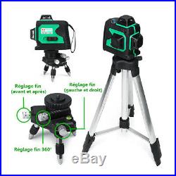 3D 12 Line Laser Level 360° Rotary Self Leveling Horizontal Vertical With Tripod