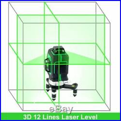 3D 12 Lines Laser Level Kit Self-Leveling 360° Rotary Horizontal Vertical Cross
