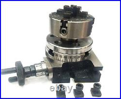 3 4 slots Rotary Table + 70mm 4 jaws Independent chuck+Back Plate-Ship From USA