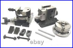3/80 MM Rotary Milling Table+80mm Round Vice Tailstock M6 Clamp Kit 65 MM 3 Jaw