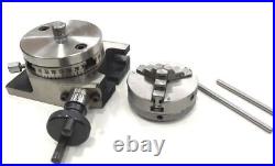 3/80 MM Rotary Milling Table+80mm Round Vice Tailstock M6 Clamp Kit 65 MM 3 Jaw