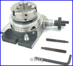 3/80 mm Milling Rotary Table (50mm 3 Jaws Chuck, Back Plate & M6 Clamp Kits)