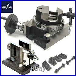 3 80mm Rotary Table With Suitable Tailstock M6 ClampKit Vice Round Vise Milling