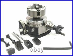 3 / 80mm Tilting Rotary Table with 70mm 4 jaw Independent Chuck M6 Clamp Kit