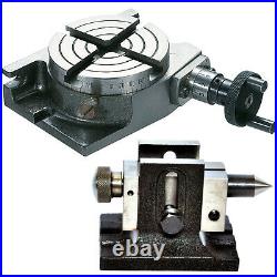 3 Inch Precision Rotary Table 80mm H/V 4 Milling Slots & Single Bolt Tailstock