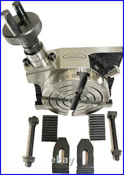 3-Inches 4 Slots Horizontal and Vertical Rotary Table with M6 Clamp Tool Kit