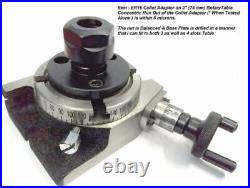 3''Inches 80 mm Rotary Table with ER-16 Collet Adapter for Milling Indexing Tool