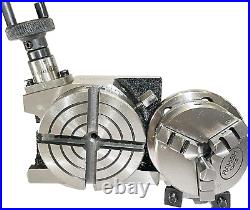3 inches 75mm 4 slots Horizontal and Vertical H/V Rotary Table with 65mm 3 Jaws
