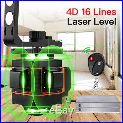 4D Rotary 16 Lines Self Leveling Laser Level Green Bean Horizontal Vertical Kit