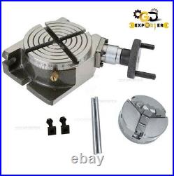 4Rotary Table Vertical Horizontal and100mm With 65mm 3 Jaw Chuck & Backplate