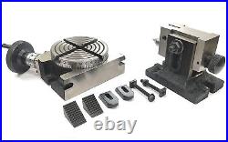4/100 MM Rotary Milling Indexing Table+suitable Tailstock & M6 Clamp Kit