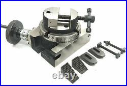 4/100 MM Rotary Table+horizontal Vertical+m6 Clamp Kit+80 MM Round Vice