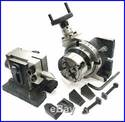 4/100 MM Rotary Table+horizontal Vertical+tailstock+round Vice+70mm 4jaw Chuck