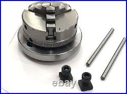 4/ 100 MM Tilting Rotary Table & Small Chuck, Back Plate, T Nuts USA Fulfilled