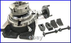 4/ 100 Rotary Table H/V With M6 Clamp Kit & Small Chuck 65 Mm 3 Jaws