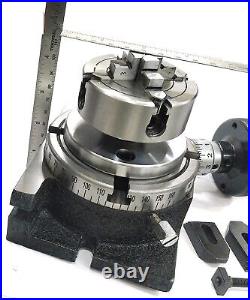 4/ 100 Rotary Table With Small Chuck & M6 Clamp Kit USA Fulfilled