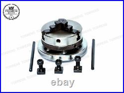 4-100mm Rotary Table Tilting 4 slot+3 Jaw 65mm Self Centering Chuck+Backplate