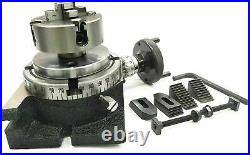 4'' 100mm Rotary table with M6 Clamp Kit Tailstock Milling Work holding Tools