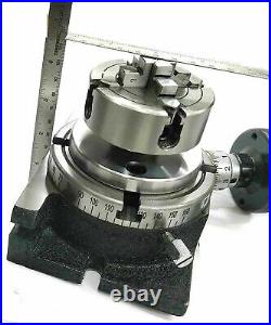 4'' 100mm Rotary table with M6 Clamp Kit Tailstock Milling Work holding Tools