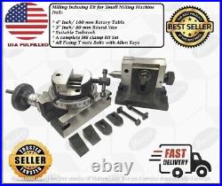 4'' I 100mm HV Rotary Table+M6 Clamp Kit+ Tailstock with Vise -USA Fulfilled