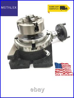 4 Inch 100mm Rotary Table Horizontal Vertical 70mm 4 Jaw Mini Small Lathe Chuck