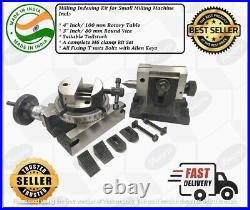 4''Inch II100mm HV Rotary Milling Table+M6 Clamp Kit+ Suitable Tailstock with Vise