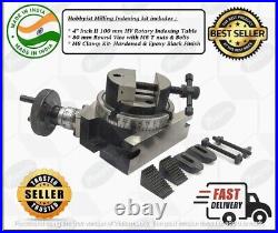 4'' Inch II 100 mm HV Rotary Milling Indexing Table + M6 Clamp Kit with Vise