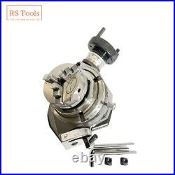 4' Inch Tilting Rotary Table with 65 mm 3 jaw Self Centering Chuck & Back Plate