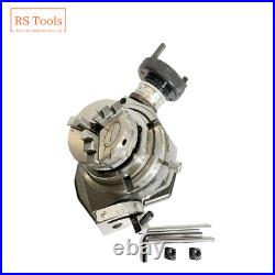 4' Inch Tilting Rotary Table with 65 mm 3 jaw Self Centering Chuck & Back Plate