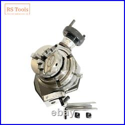 4' Inch Tilting Rotary Table with 65 mm 3 jaw Self Centering Chuck & Back Plate