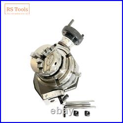 4' Inch Tilting Rotary Table with 65 mm 3 jaw Self Centering Chuck & Back Plate