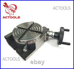 4 Inches 100mm Horizontal Vertical Rotary Table 4 Slots for Milling Machine USA