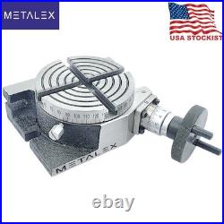 4 Inches Horizontal Vertical Rotary Table 100mm 4 Slots for Milling Machine