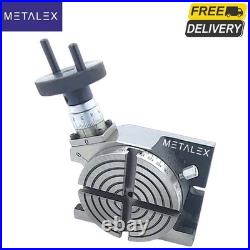 4 Inches Horizontal Vertical Rotary Table 100mm 4 Slots for Milling Machine