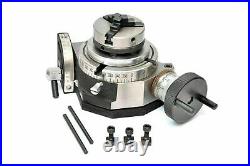 4 Inches Tilting Rotary Table with 65mm Lathe Chuck for Milling Machine