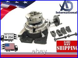 4'' Regular Rotary Table With 65mm 3 Jaw Self Centering Chuck & M6 Clamp Kit-USA 4'' Regular Rotary Table With 65mm 3 Jaw Self Centering Chuck & M6 Clamp Kit-USA