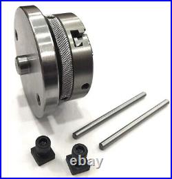 4'' Regular Rotary Table With 65mm 3 Jaw Self Centering Chuck & M6 Clamp Kit-USA 4'' Regular Rotary Table With 65mm 3 Jaw Self Centering Chuck & M6 Clamp Kit-USA