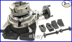 4'' Regular Rotary Table With 65mm 3 Jaw Self Centering Chuck & M6 Clamp Kit-USA 4'' Regular Rotary Table With 65mm 3 Jaw Self Centering Chuck & M6 Clamp Kit-USA
