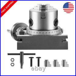 4 Rotary Table 100mm Milling Machine 3-Jaw Chuck Horizontal Vertical Tool