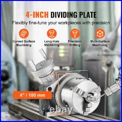 4 Rotary Table 100mm Milling Machine 3-Jaw Chuck Horizontal Vertical Tool
